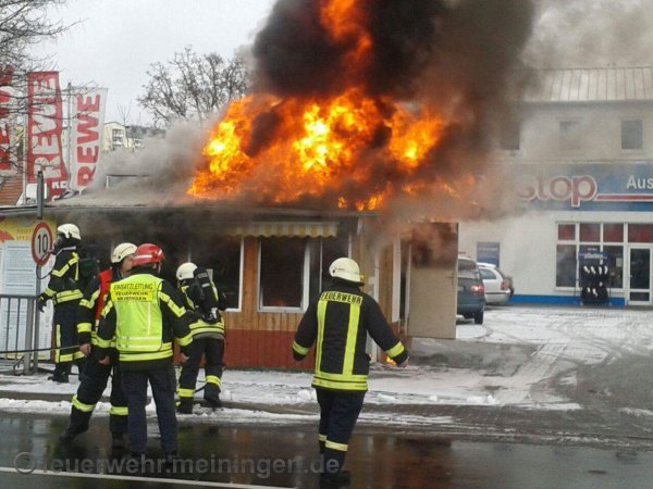 Brand eines Imbiss - Meiningen - 27.01.2015 - Bild #1