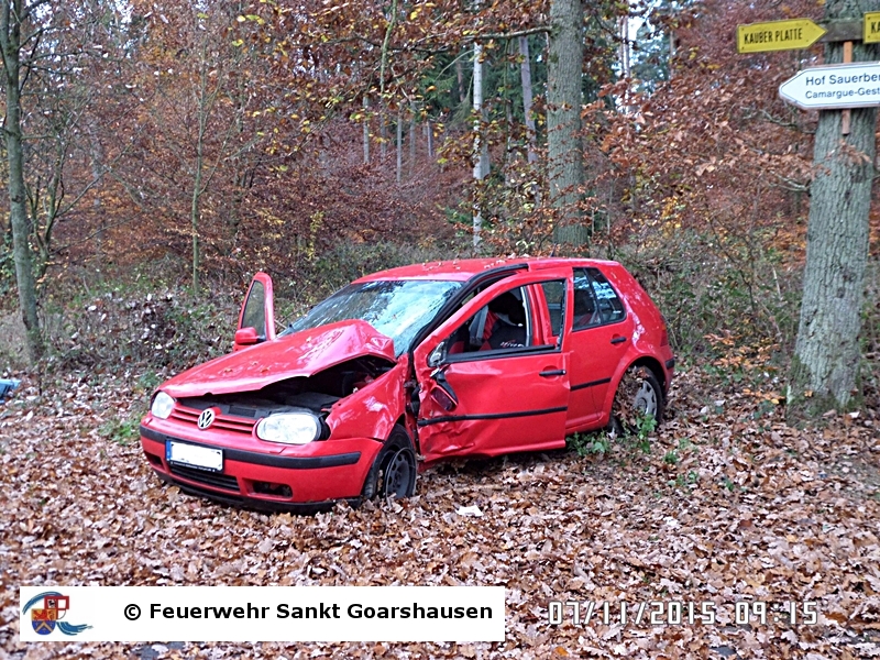 Verkehrsunfall mit eingeklemmter Person - Sankt Goarshausen, Loreleystadt - 07.11.2015 - Bild #1